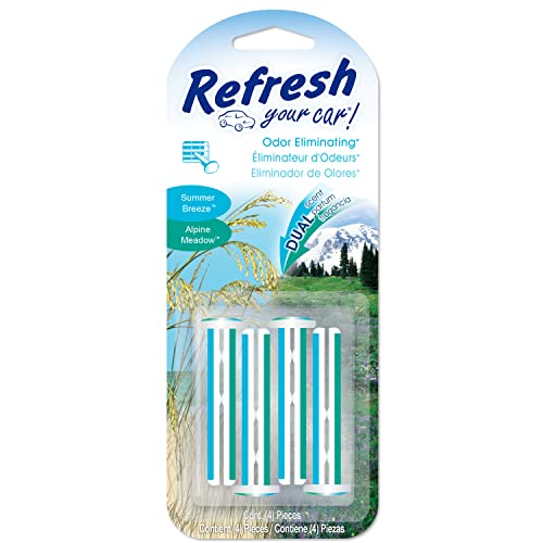 Refresh Your Car! E300888902 Dual Scent Vent Stick, Alpine Meadow and Summer Breeze, 4 Per Pack - size: 1 Count (Pack of 1), style: Alpine Meadow/Summer Breeze