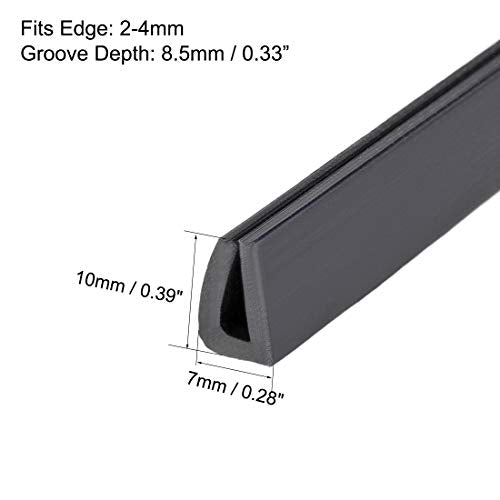 uxcell Edge Trim U Seal Extrusion, Silicone Black U Channel Edge Protector Sheet Fits 5/64-5/32inch Edge 3Meters/9.84Ft Length - size: 3000mmx7mmx10mm