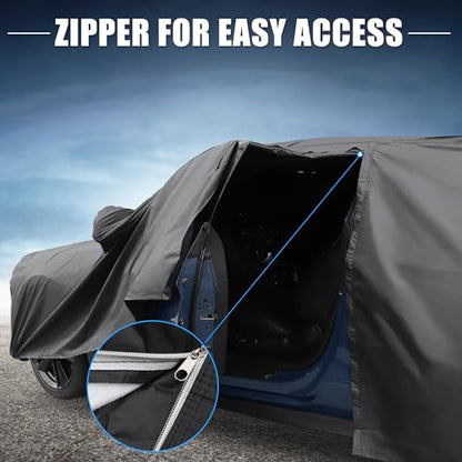 X AUTOHAUX Car Cover for Toyota RAV4 2012-2022 Aluminum Film Outdoor Waterproof Sun Rain Snow Hail Protection with Driver Door Zipper - size: For Toyota Rav4 2012-2022