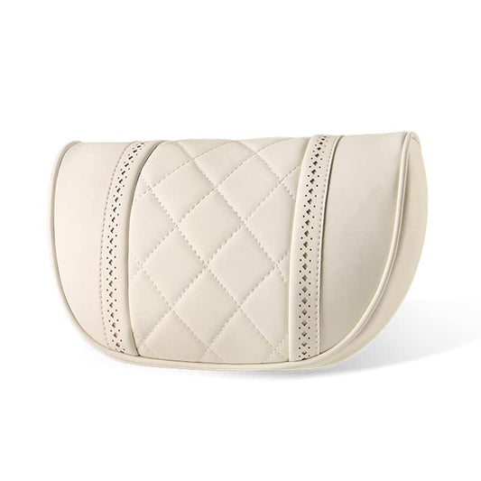 LUNDA Luxury Car Neck Pillow Car Travel Neck Rest Pillows Seat Cushion Support Napa Leather for Mercedes Benz S-Class headrest （Beige） - color: Beige