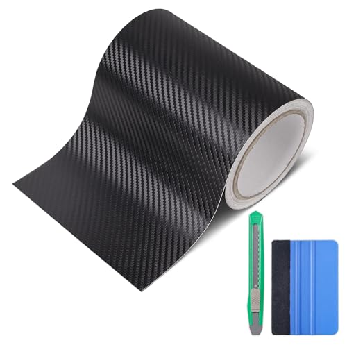 Lypumso Carbon Fiber Vinyl Tape with Tools Kits, Chrome Delete Vinyl Wrap for Blackout Car Door Edge Guard Door Sill Window Trim Protector (3D Black, 6in x 30ft) - color: Black, size: 6in x 30ft