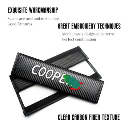 2PCS Carbon Fiber Texture seat Belt Covers Compatible with Cooper seat Belt Shoulder Pads Soft and Comfortable