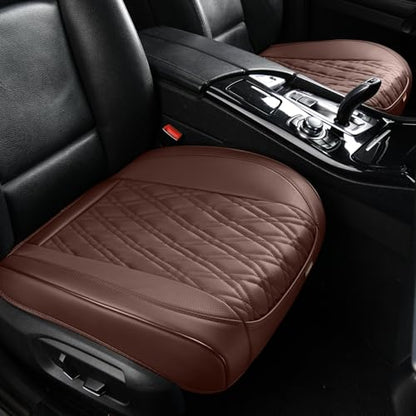 TIEHESYT Brown Car Seat Covers, 2PCS Seat Covers Bottom Protector, Breathable Nappa Leather Car Seat Covers Anti-Slip, Full Wrapping Edge Compatible with Most of Vehicles - SUVs/Sedans/Pickup Trucks - color: Brown Diamond, size: 2 PCS