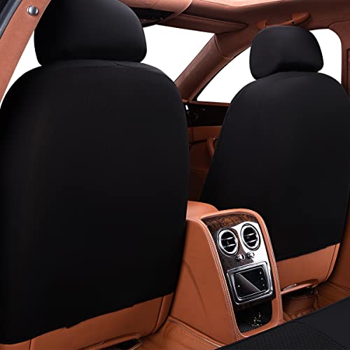 Flying Banner Car Seat Covers Front Seats Rear Bench Polyester car seat Protectors Easy installations Rear Bench Split Classic Man Lady Truck - color: Front Pair neoprene Solid Black