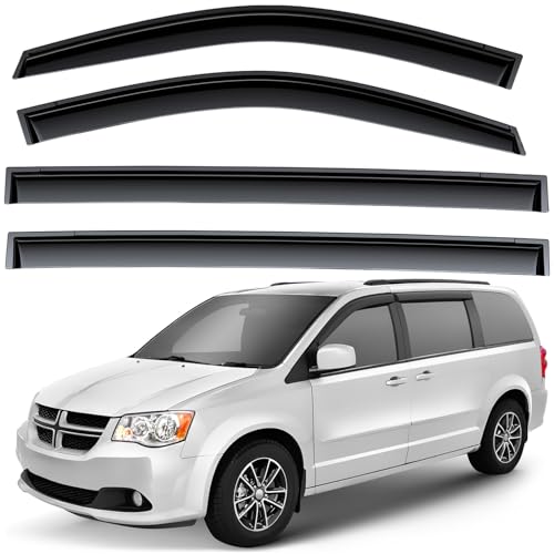 Window Deflectors Smoke Tinted Tape-On Side Window Vent Visor Deflectors Rain Guards Compatible with Dodge Grand Caravan 2008-2020 - 4 pcs. GW0814 - color: For Grand Caravan 08-20