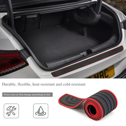 Car Rear Bumper Protector Guard, Anti-Scratch Auto Trunk Door Entry Protection Strip, Non-Slip Rubber Bumper Protective Cover Guard for Most Cars Trucks SUVs (Black & Red, 35") - color: Black & Red, 35"