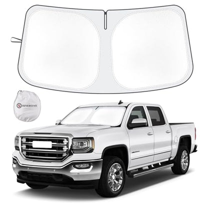 Windshield Sun Shade Compatible with 2019-2025 2026 Chevy Silverado GMC Sierra 1500 2500 3500 Accessories Sun Visor for Front Window Sun Shade Cover Foldable Blocks UV Rays Keep Car Cooler - size: For 2019-2026 Gmc Sierra/Silverado 1500 2500 3500