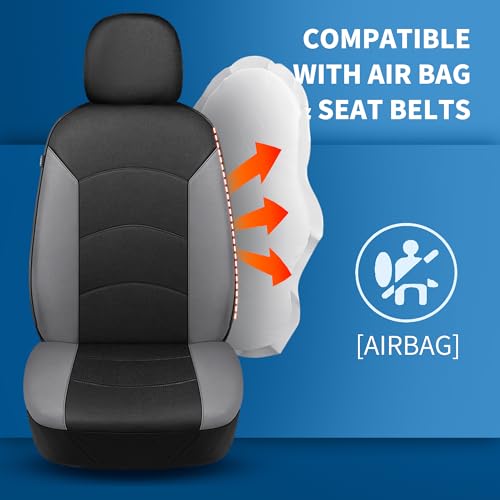 HChengkikz Car Seat Covers Front Seat, Waterproof Neoprene Car Seat Covers, Airbag Compatible, All Season Protection Universal Fit Most Cars, Trucks, SUVs (Black + LightGray) - color: Black Lightgray, size: Two Front