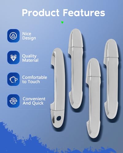 LUJUNTEC Outside Exterior Door Handle Set Fits 2010-2012 for Hyundai for Santa Fe Chrome 4Pcs