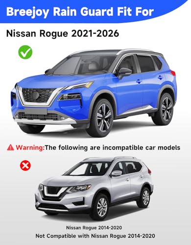 in-Channel Rain Guards Fit for Nissan Rogue 2021 2022 2023 2024 2025 Window Rain Guards Visors Vent Visors Window Deflector Vent Shades Car Accessories -4 pcs - size: Fit for 2021-2025 Nissan Rogue