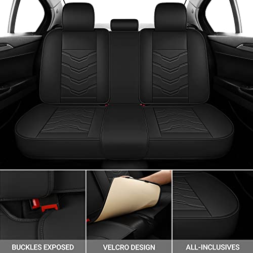AOOG Leather Car Seat Covers Universal fit Most Sedans SUV Trucks (Full Set, Black) - color: BLACK, size: FULL SET