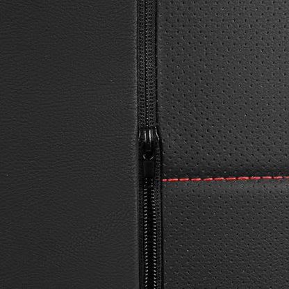 CAR PASS Leather Back Seat Cover,Piping Waterproof Bench Seat Cover, Rear Seat Cover Universal Fit for Cars Sedans SUVs Truck 95% Automotive Interior Backseat Car Covers (Rear,Black and Red) - color: Black Red Rear