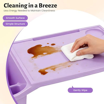 6 Pack Kids Lap Tray with Storage Slots, Stackable Portable Kids Lap Desk, 20" L X 10" W X 7" H Plastic Table Kids Activity Tray for Writing Eating Drawing Reading (Red, Green, and Purple) - color: Red+green+purple