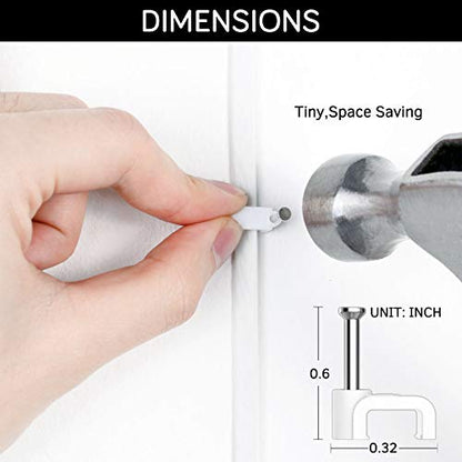 Cable Clips - CableGeeker 100 Pieces Ethernet Cable Clips with Nails 8mm Cord Holder for Cat6 Cat7 Flat Ethernet Cable (White) - style: Nail in Flat Cable Clips 100Pcs