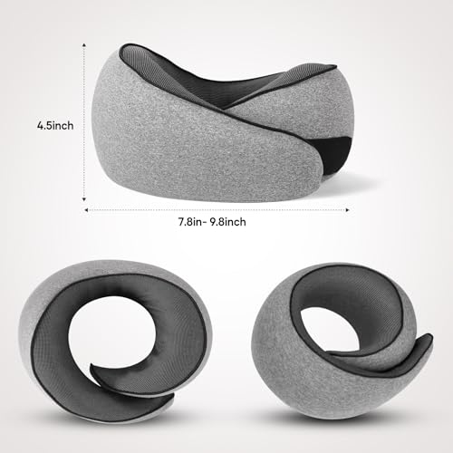 NOCRLG Travel Pillow, Travel Neck Pillow for Airplanes Car, 100% Pure Memory Foam Travel Pillow, Sleeping Essentials for Long Flight 360° Head Support Degree Comfort and Breathability