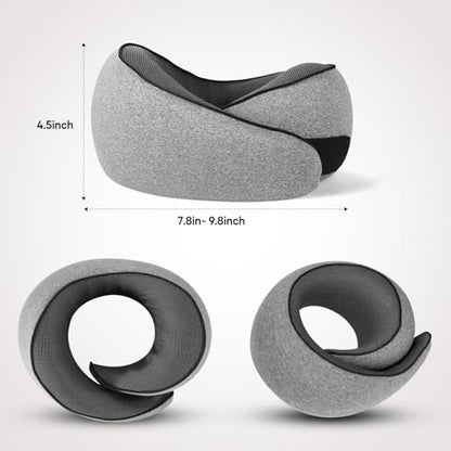 NOCRLG Travel Pillow, Travel Neck Pillow for Airplanes Car, 100% Pure Memory Foam Travel Pillow, Sleeping Essentials for Long Flight 360° Head Support Degree Comfort and Breathability