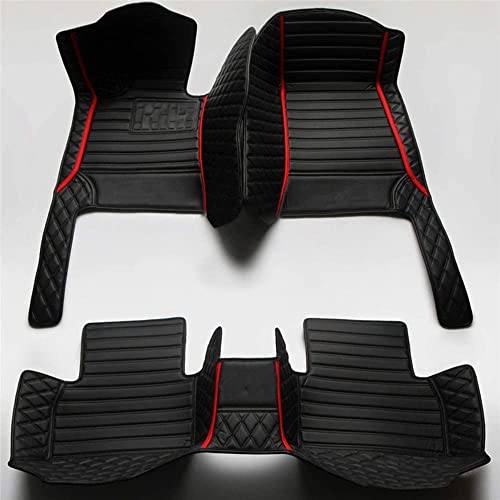 All-Weather car Floor Mats-Suitable for 98% of car Models Watherproof Leather car Floor mat (Black and Black with red bar) - color: Black and Black with red bar