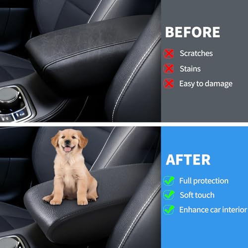 Center Console Cover Compatible with Jeep Grand Cherokee 2011-2021 Accessories, Premium Leather Armrest Cover Pad, Car Middle Console Lid Cover (Black) - size: 2011-2021 Jeep Grand Cherokee