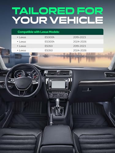 YHTAUTO Floor Mats Fit 2019-2025 Lexus ES350/ES300h, TPE All Weather Car Mats Waterproof Anti-Slip Odorless Floor Liner, Interior Car Accessories Front & 2nd Row Liner - size: For 2019-2025 ES