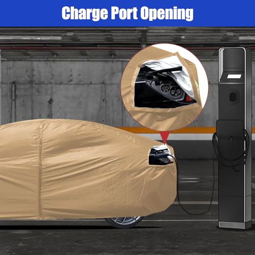 Heavy Duty Outdoor Car Cover Custom Fit for 2017-2026 Tesla Model 3, Windproof All Weather Waterproof Sun Rain UV Dust Snow Protection Outdoor Car Covers - size: Custom Fit Tesla Model 3