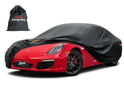 Kayme 7 Layers Car Cover Waterproof All Weather for Coupe, Outdoor Full Cover Universal Fit for Porsche 718 Cayman Boxster, Nissan 350Z 370Z, Jaguar F Type, Subaru BRZ, Toyota 86, Etc (Up to 177 inch) - color: PE-Black, size: C1 Fit Coupe/Cabrio-Length (U