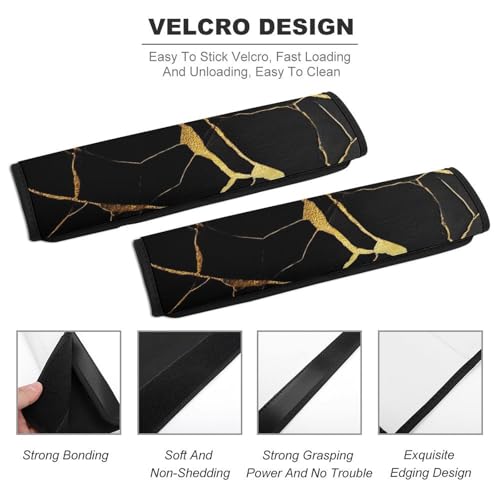 Fashion Car Seat Belt Covers Soft Cushion Pad Car Shoulder Strap Harness Pad Black Marble Gold Texture - color: Color346