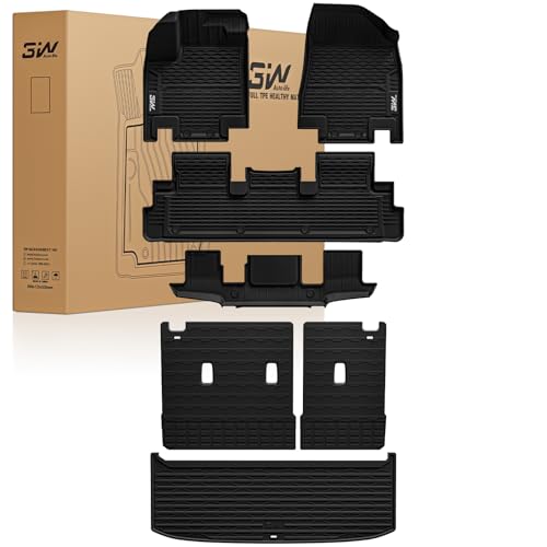 3W Floor Mats & Cargo Liner & Back Seat Cover Custom Fit for Nissan Pathfinder 2026 2025 2024-2022 (Only fit 7 Passenger Models), TPE All Weather Custom Fit Nissan Pathfinder Full Set,Black - size: 5.Pathfinder|22-25|Full Set (7 Passenger)