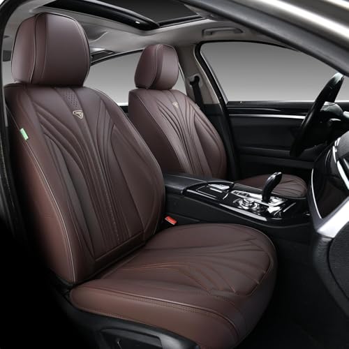 FLORICH Car Seat Covers, Dark&Brown Leather Car Seat Covers Front Seats, Premium Leatherette Car Seat Cushion for Cars, Automotive Seat Protectors Universal Fit for Most Sedans Cars SUV Trucks - color: Coffee, size: Front