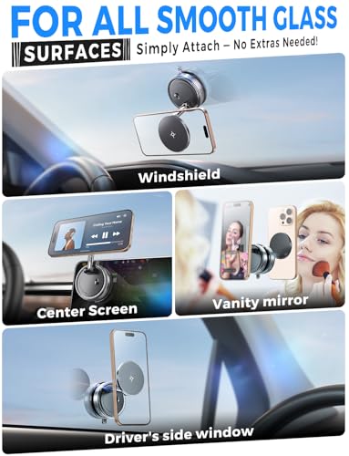 eSamcore Vacuum Magnetic Phone Holder for Car, for Magsafe Car Mount for Windshield, Foldable Stand Suction Cup for Mirror, Glass, Screen, Gym, Smooth Surfaces Compatible with iPhone - style: Vacuum Phone Holder