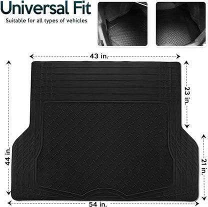 ZONETECH All Weather Rubber Semi Pattern Cargo Liner Trunk Floor Mat – Premium Quality Black Heavy Duty Cargo Trunk Floor Mat (2 Pack) - size: 2 PACK