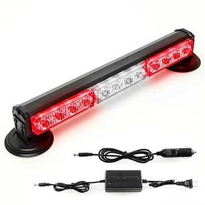 14" Red/White Battery Powered Police Firefighter Emergency Strobe Lights Bar for Trucks/Vehicles Rechargeable Wireless Rooftop Mini Hazard Flashing LED Beacon Warning Light w/Magnetic Base - color: #03 Red/White/Red, size: 14 inchs