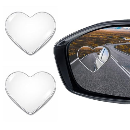 Quzzy 2 PCS Blind Spot Mirrors, Heart Shaped Blindspot, 360 Degree Adjustable Wide Angle Rearview Mirror, Automotive Exterior Accessories for Cars Suvs