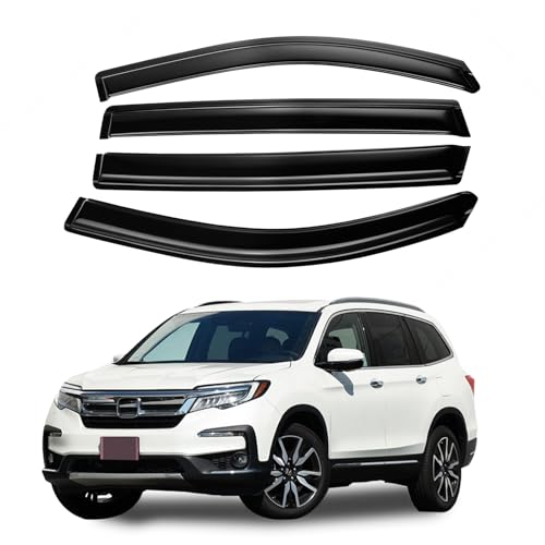 Tape-On Side Window Visor Deflectors for 2016-2022 Honda Pilot 4 Piece Set Smoke Tinted Rain Guards Shield Shade 94557 - size: 2016-2022 Honda Pilot