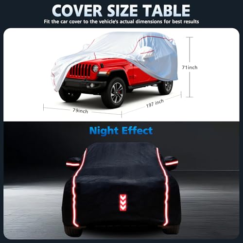 Car Cover Waterproof All Weather for Jeep Wrangler 4-Door 2006-2025,All-Around Fastening and 4 Upgrades, 60s Quick-Install for Car Cover - size: 3（for Jeep Wrangler ）