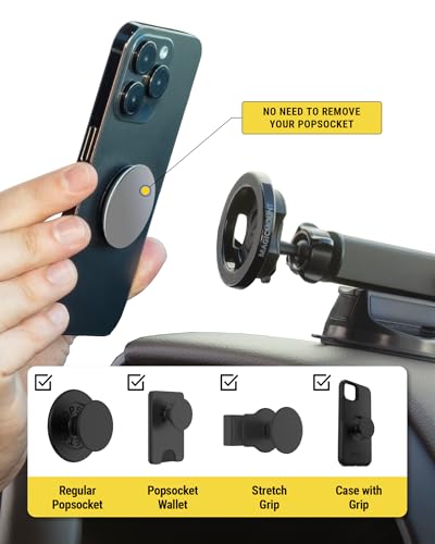 Scosche MagSafe Car Mount, Suction Cup Magnetic Windshield/Dashboard Cell Phone Holder with Vent Clip & Adjustable Flip Arm Compatible with PopSocket, iPhone 17/16/15/14/13/12, Samsung Galaxy, 2-Pack - size: 2 Pack, style: Vent / Window / Dash Extendo Suc