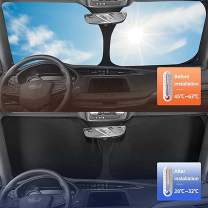 6 Layers Custom Fit Windshield Sun Shade for 2015-2024 Ford Edge, Foldable Car Sunshade with Storage Bag, Heat Reflective & UV Protection - size: 2015-2024 Ford Edge