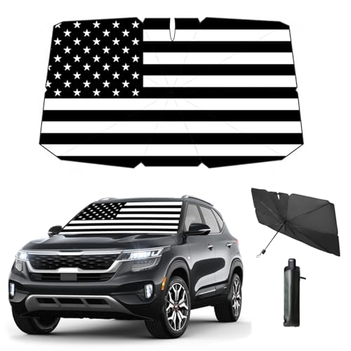 Windshield Sun Shade Umbrella for Car Front Window Sun Visor for Windshield Car Summer Accessories Protect Interior from UV Rays & Heat for Sedan, Compact SUV, Hatchbacks 57"*31" - color: US Flag