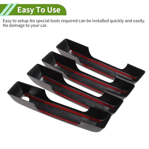 Exterior Door Handle Cover Trim Front Left Front Right Rear Left Rear Right Door Handle Cover for Ford F150 21-24 Glossy Black - size: Without Sensor Holes