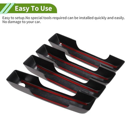 Exterior Door Handle Cover Trim Front Left Front Right Rear Left Rear Right Door Handle Cover for Ford F150 21-24 Glossy Black - size: Without Sensor Holes
