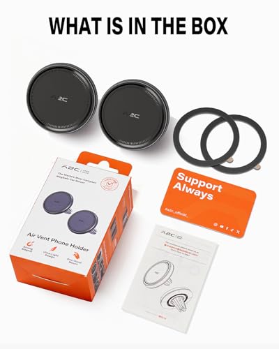 A2C 2 Pack Slim Magnetic Phone Holder for Car, Rental Car Essentials for Travel, No Assembly, Compact, One-Hand Operation, Easy Removal, Reusable, Upgraded Air Vent Phone Mount Compatible with MagSafe - style: 2-Pack