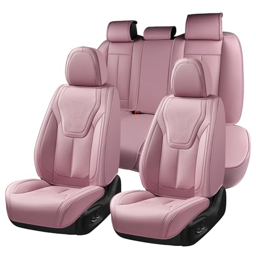 FLORICH Car Seat Cover Full Set, Automotive Vehicle Seat Cushions, Luxury Waterproof Leather Car Seat Protectors, Car Seat Cushions Universal Fit for Most Sedans SUVs Trucks - Pink - color: Pink, size: Fullset