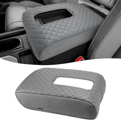 KBH Center Console Armrest Cover for Toyota Tundra 2014-2021, Vinyl Leather Arm Rest Cover for Car, Durable Middle Console Lid Covering, Middle-Cut - size: Toyota Tundra 2014-2021, Gray