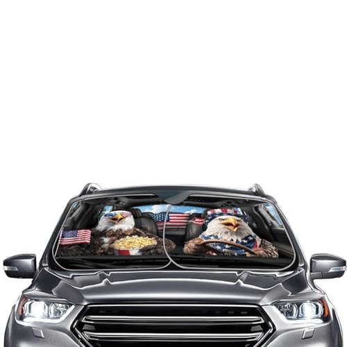 2 PCS Car Windshield Sun Shade,Eagle Car Front Window Sunshade Visor Shield Cover for Most SUV Truck - color: Eagle