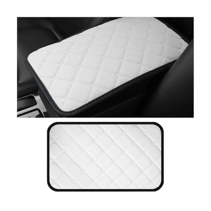 HZEL Car Center Console Cushion Pad, PU Leather Vehicle Armrest Protection Cover, Waterproof Automotive Interior Arm Rest Seat Box Mat Accessories, Universal for SUV, Sedan, Truck (White) - color: White