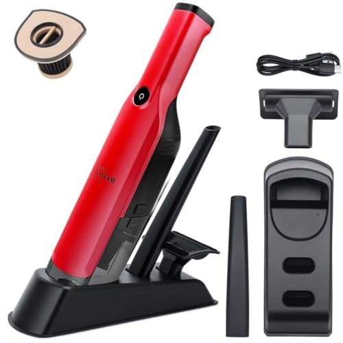 Handheld Vacuum Cordless,15KPA High Power Suction,USB Quick Charge,Car Vacuum Cleaner with Storage Dock,Lightweight Rechargeable Dust Buster with Crevice Tool Pet Brush Hand Vac for Home,Red - color: Red