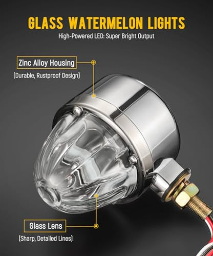 Partsam 1x Glass Watermelon Light Single-Face Amber LED Turn Signal Marker Light, Zinc Alloy Housing Clear Lens Post Mount for Peterbilt Freightliner Semi Truck Trailer, 10-30V - color: ClearLensAmberLights