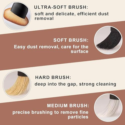 8PCS Car Detailing Brush Set, Car Detailing Brush, Soft Car Cleaning Brush, Suitable for Cleaning Car Interiors, Including Air Vents, Center Console, Seat Gaps, and More - color: 8pc Black White Brown Upgraded