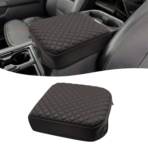 Center Console Armrest Cover for Ford F250 F350 F450 F550 Super Duty 2023 2024 2025 2026, Vinyl Leather Trim, Arm Rest Lid Cushion Protector, Anti-scratch, Dark Brown (Fits Bucket Seat Console Only) - color: Dark Brown
