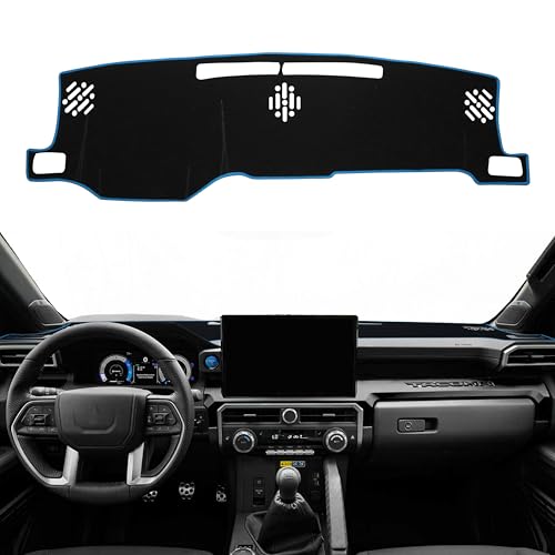 Dash Cover for Toyota Tacoma Accessories 2024 2025 2026 Dashboard Cover Mat Center Console No Glare Carpet Sunshield Cover UV Rays Protector Pad Non-Slip, Blue Trim - color: Blue, size: 2024-2026