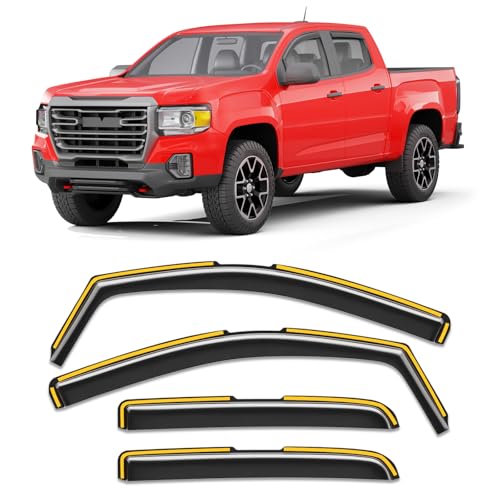 in-Channel Rain Guards Fit for Chevy Colorado/GMC Canyon 2015-2022 Crew Cab Window Rain Guards Extra Durable Window Deflectors Vent Visors Truck Vent Shades Exterior Car Accessories - size: Fit for 2015-2022 Colorado/ Canyon Crew Cab